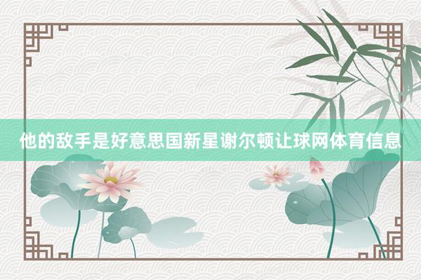他的敌手是好意思国新星谢尔顿让球网体育信息