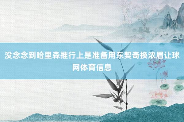 没念念到哈里森推行上是准备用东契奇换浓眉让球网体育信息