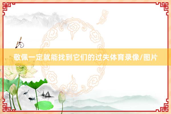 敬佩一定就能找到它们的过失体育录像/图片