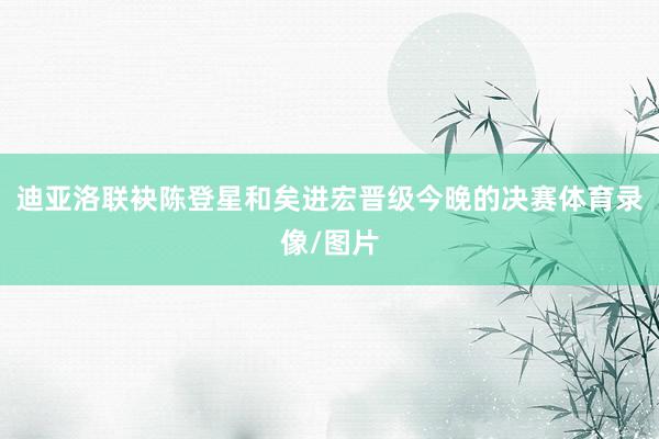 迪亚洛联袂陈登星和矣进宏晋级今晚的决赛体育录像/图片