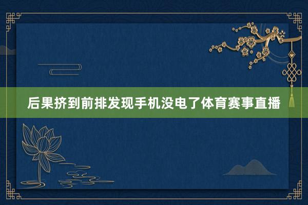 后果挤到前排发现手机没电了体育赛事直播