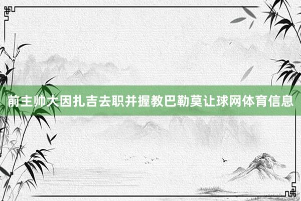 前主帅大因扎吉去职并握教巴勒莫让球网体育信息