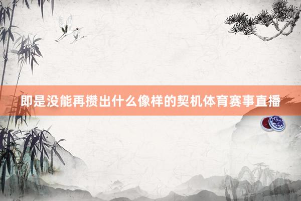即是没能再攒出什么像样的契机体育赛事直播