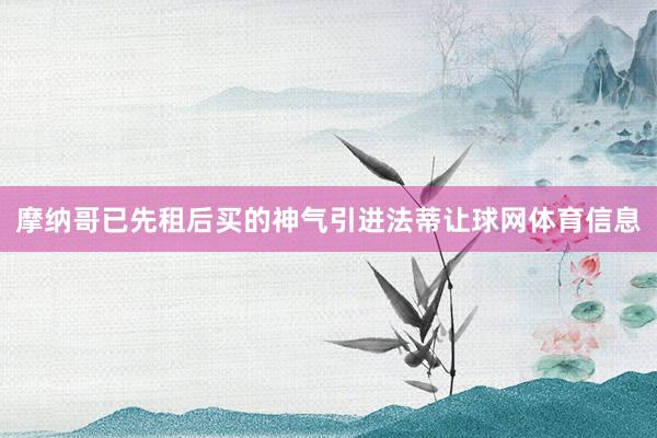 摩纳哥已先租后买的神气引进法蒂让球网体育信息