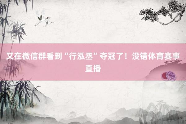 又在微信群看到“行泓丞”夺冠了！没错体育赛事直播