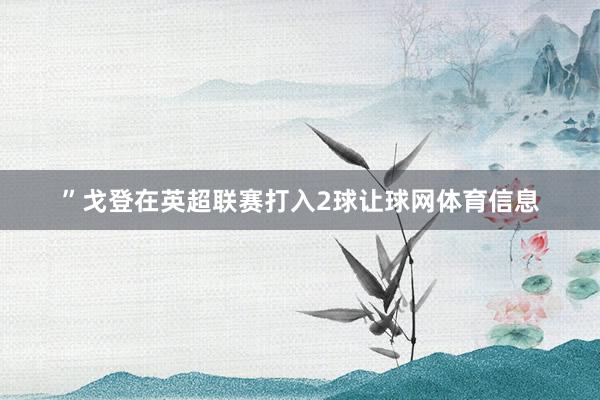 ”戈登在英超联赛打入2球让球网体育信息