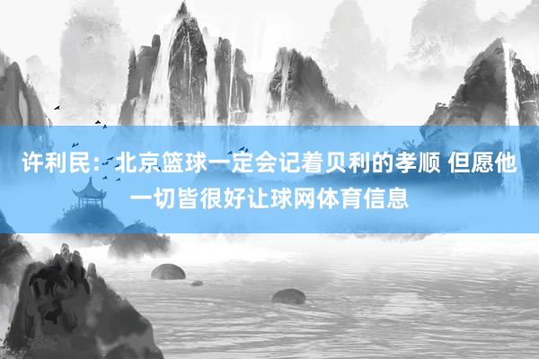 许利民：北京篮球一定会记着贝利的孝顺 但愿他一切皆很好让球网体育信息